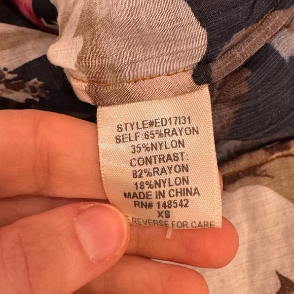 ARATTA SILENT JOURNEY Velvet Burnout Bell Sleeve Mixed Media Boho Blouse XS NWT - Picture 8 of 8